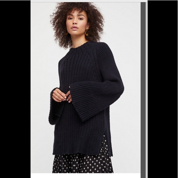 Free People Begin Again Mock Neck Sweater Black S - Picture 1 of 8